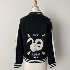 NWT Anna Sui Varsity Baseball Jacket in Black M/L